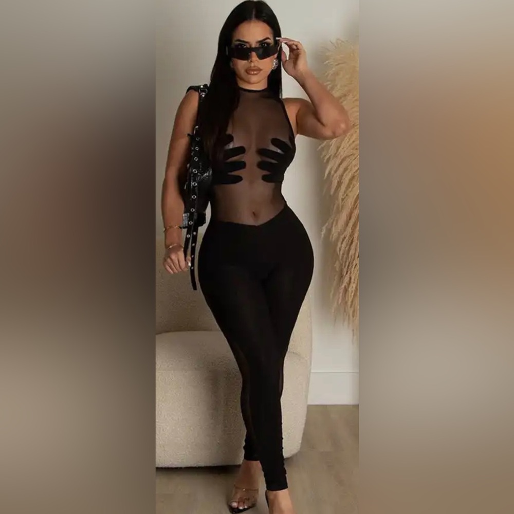 Sexy mesh Jumpsuit Black